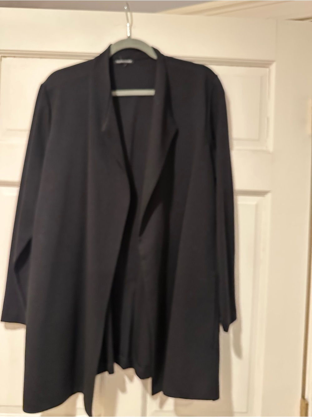 Eileen Fisher Black Open-Front Long Blazer